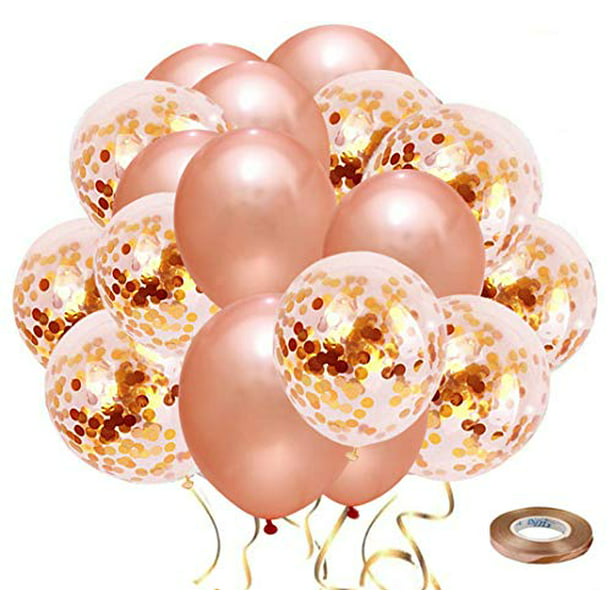 Metallic Gold Wedding Balloons for Parties 12 Inch Latex Party Helium Birthday Balloon for Graduation Party Decoration Baby and Bridal Shower 60 PCS Upgraded Balloons White and Gold Confetti Balloons 